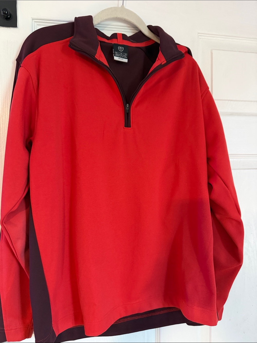 Nike Men's Red and Dark Maroon Quarter-Zip Performance Jacket